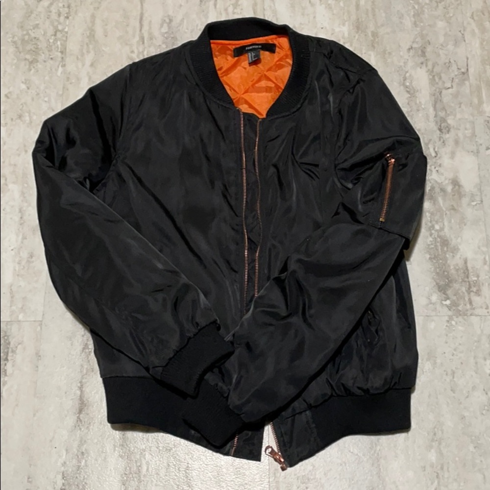 Black bomer jacket with back print